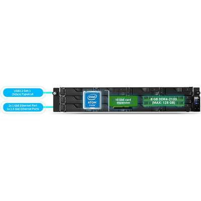 Asustor Lockerstor 12-Bay Rackmount NAS Quad-Core 8GB 2.5GBE USB 3.2 2PSU