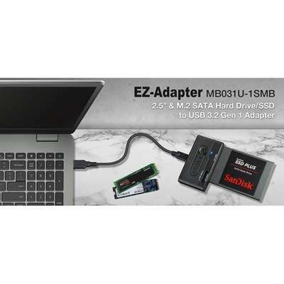 Icy Dock AC MB031U-1SMB EZ-Adapter 2.5&M.2 SATA Hard Drive SSD to USB 3.2 Gen 1 Adapter