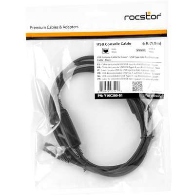 Rocstor USB Console Cable - 6FT 1.8M USB Type-A to RJ45 Rollover Cable