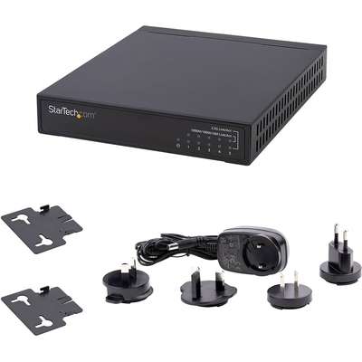 StarTech.com Unmanaged 2.5G Switch 5 Port All-Metal Case Fanless Wall Kit