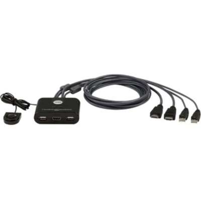 ATEN 2-Port USB FHD HDMI Cable KVM with  Remote Port Selector