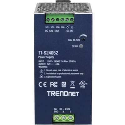 TRENDnet 240W, 52V DC, 4.61A AC to DC DIN-Rail Power Supply with PFC Function