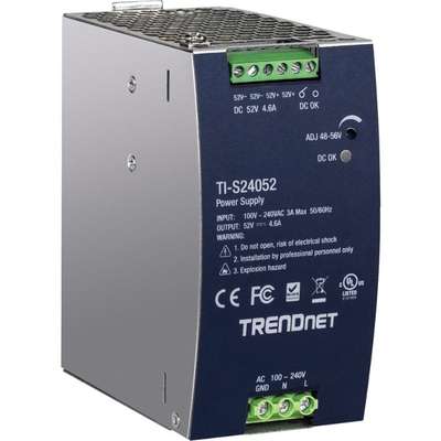 TRENDnet 240W, 52V DC, 4.61A AC to DC DIN-Rail Power Supply with PFC Function