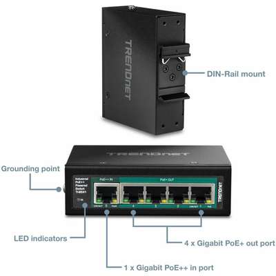TRENDnet 5 Port Ind GIG PoE+ Switch
