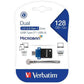 Verbatim 128GB USB Flash Drive Store N Go Dual USB-C Blue