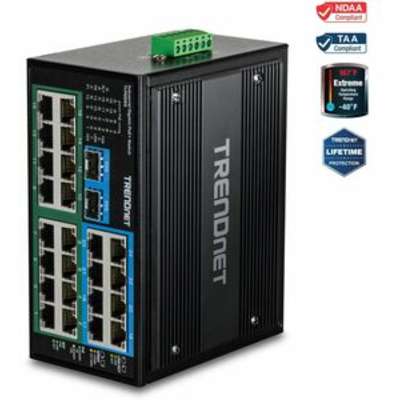 TRENDnet 26P Hardened Industrial Switch Switch Gigabit PoE+ DIN-Rail
