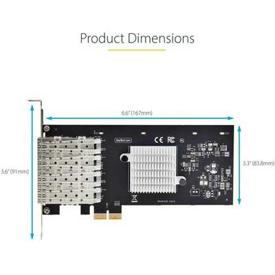 StarTech.com 4-Port Gbe SFP Network Card Fiber Optic Gigabit NIC/Controller