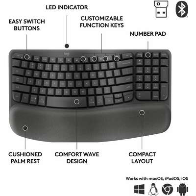 Logitech Wave Keys for Business - Graphite - Brown Box