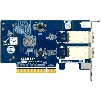 QNAP Dual-Port SFP28 25GbE Network Expansion card; low-profile form factor; PCIe Gen4