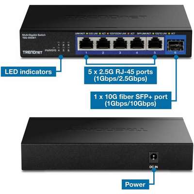 TRENDnet 6-Port 2.5G Unmanaged Switch With 10G SFP+ Port