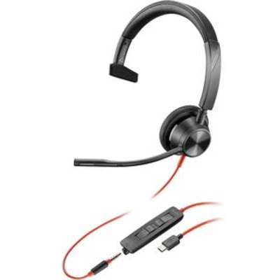 HP Poly Blackwire 3315 Monaural USB-C Headset +3.5mm Plug +USB-C/A Adapter