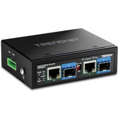 TRENDnet 2-Port Industrial SFP to Gigabit PoE++ Media Converter