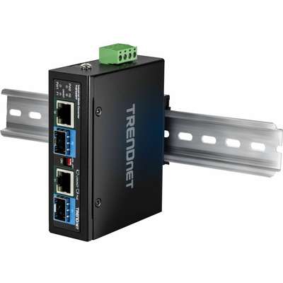 TRENDnet 2-Port Industrial SFP to Gigabit PoE++ Media Converter