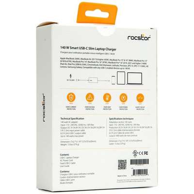 Rocstor USB-C Power Adapter 140W Smart USB-C- UL Certified
