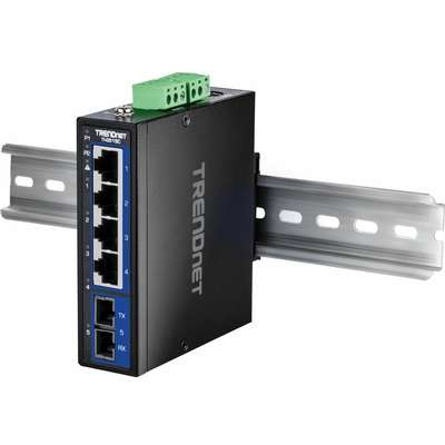 TRENDnet 5-Port Hardened Industrial Gigabit DIN-Rail Switch with Multi-Mode SC Port