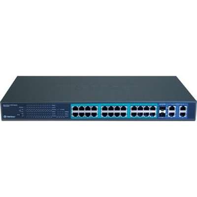 TRENDnet 24-Port 10/100Mbps Web Smart PoE Switch with  4 Gigabit Ports and 2 Mini-GBIC Slots