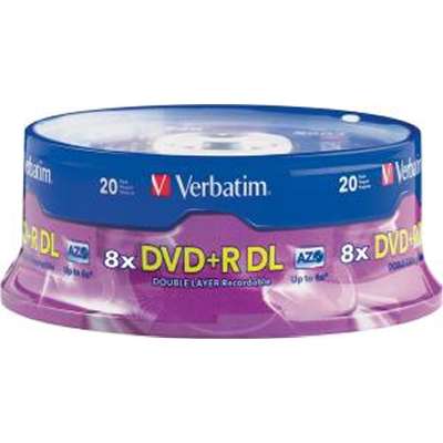 Verbatim DVD+R DL 8.5GB 8x with Branded Surface *20-Pack Spindle*