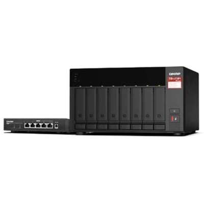 Qnap 8-Bay NAS Unmanaged Switch AMD Ryzen V1000 Series V1500B 4C/8T