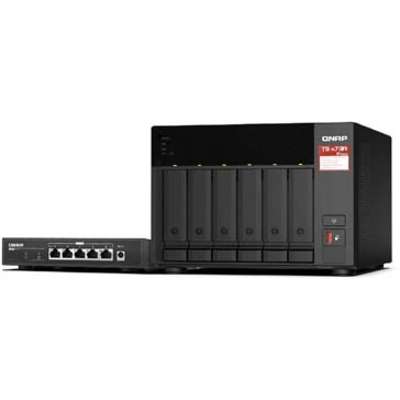 Qnap 6-Bay NAS Unmanaged Switch AMD Ryzen V1000 Series V1500B 4C/8T