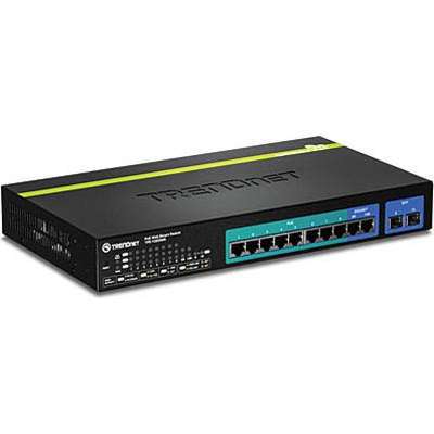 TRENDnet 10-Port Gigabit Web Smart PoE+ Switch /w 2 Shared Mini-GBIC slots (8 PoE+, 2 SFP)